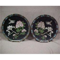 A pair of cloisonne chargers, 12" dia.,