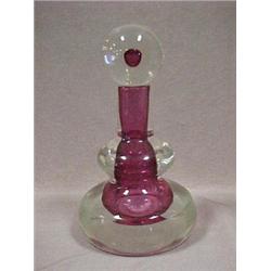 Murano glass scent bottle, cranberry color