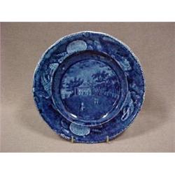 Historic blue Staffordshire plate, 6-1/2 