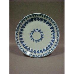 Stick spatter plate, 8" dia., with blue lea