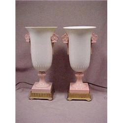 A pair of Lenox piano lamps 12" h., cream p