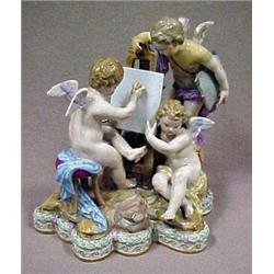 Meissen figural grouping, three cherubs at