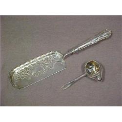 Sterling silver tea strainer, marked P & B