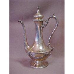 Sterling silver coffee pot in pear shaped fo