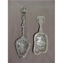 Two silver Scandinavian flatware serving pi