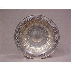 Sterling silver bowl, 9" dia., with beaded