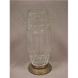 Lead crystal vase in ovoid form, with facet
