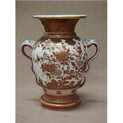 Kutani decorated milk glass vase, urn shape