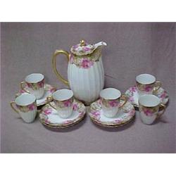 Thirteen piece German porcelain chocolate p