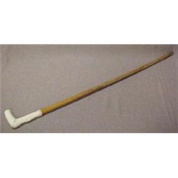 Walking stick with L shaped carved ivory