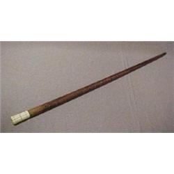 Tiger maple walking stick with carved ivory