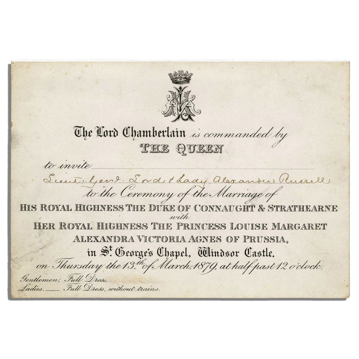 Queen Victoria Wedding Invitation