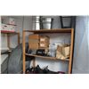 Image 1 : SHELF WITH ASSORTED PAILS AND OFFICE SUPPLIES