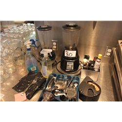 2 BLENDERS AND ASSORTED BAR ITEMS