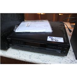 SONY CD PLAYER WITH 2 SUBS AND ASSORTED SPEAKERS