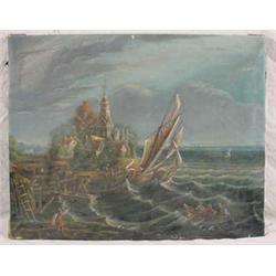 O/C Painting Signed "Jim Sherwood" of Seascape