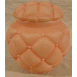 Pink Satin Glass Quilted Cracker Jar