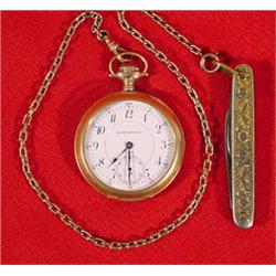 "Zenith Watch Co." Open Face Pocket Watch & pen Knife