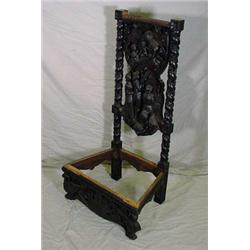 Heavily Carved Oak Throne Chair, 19th C.
