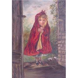 O/C Signed "Littlefield" of Girl in Doorway