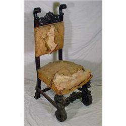 Heavily Carved Ebonized Side Chair, 19th C.