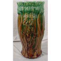 Majolica Planter with Iris Relief Decoration