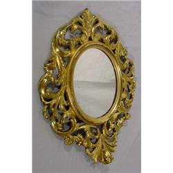 Gilded Gesso Over Carved Wood Mirror