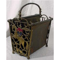 Brass Plated Cast Iron & Tin Magazine Holder