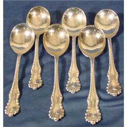 6 Dominick & Haff Mazarin Pattern Cream Soup Spoons