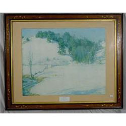 Fine Victorian Frame Housing Willard L. Metcalf Print of "The Last Snow"