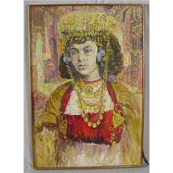 "Giovanalla" Signed O/C Painting Portrait of E. Indian Princess