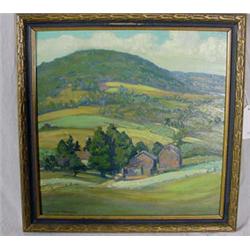 "Kenneth Washburn" Signed O/ Masonite Painting of Farmscape