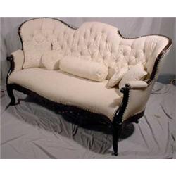 Victorian Carved Mahogany Settee, Ca. 1870