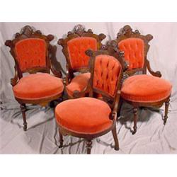 Set of 4 Victorian East Lake Parlor Chairs, Ca. 1870