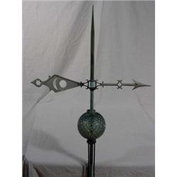 Lightening Rod with Directional Wind Arrow & Quilted Glass Lightening Ball