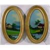 Pair of Reverse Painting on Glass, Ca. 1920's