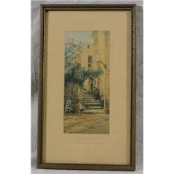 "Wallace Nutting" Signed Hand Colored Photo Titled "At The Well Sorrento"