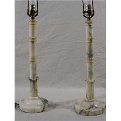 Pair of Matching Carved Marble Table Lamps