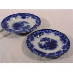 2 Pieces of Flow Blue China, Scinde Pattern