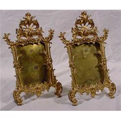 Pair of Brass Rococo Style Standing Frames, Late 19th C.