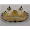 Silver Plate & Crystal Double Ink Well