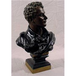 Patinated White Metal Bust of Lord Byron