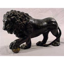 Patinated White Metal Figure of Lion