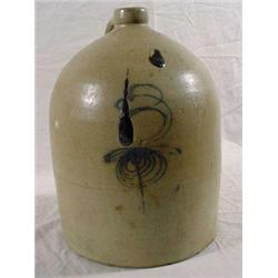 3 Gallon Stoneware Jug, Blue Decorated Bee