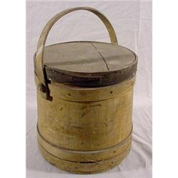 Firken Pine Covered Cream Painted Bucket, Ca. 1880