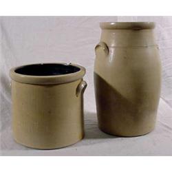 2 Pieces Stoneware, 19th C.