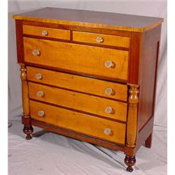 Tiger Maple & Cherry 6-Drawer Chest, Ca. 1845