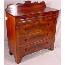 Transitional Empire/Victorian Cherry & Crotch Mahogany 4-Drawer Chest