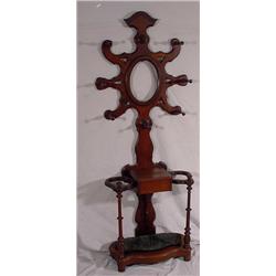 Victorian Walnut Hall Stand/Hat Rack, Ca. 1880