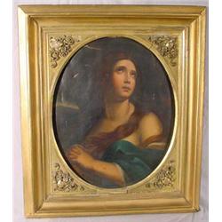 O/C Painting of Saintly Woman, Ca. 1860